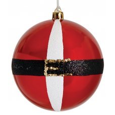 Χριστουγεννιάτικη Κόκκινη Μπάλα με Ζώνη Άγιου Βασίλη (10cm)